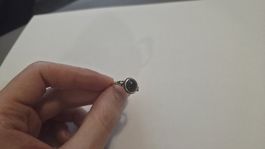 Bague argent 925 52 pierre naturel obsidienne oeil céleste 