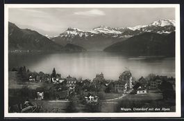 Weggis, Unterdorf, Totalansicht mit Alpe