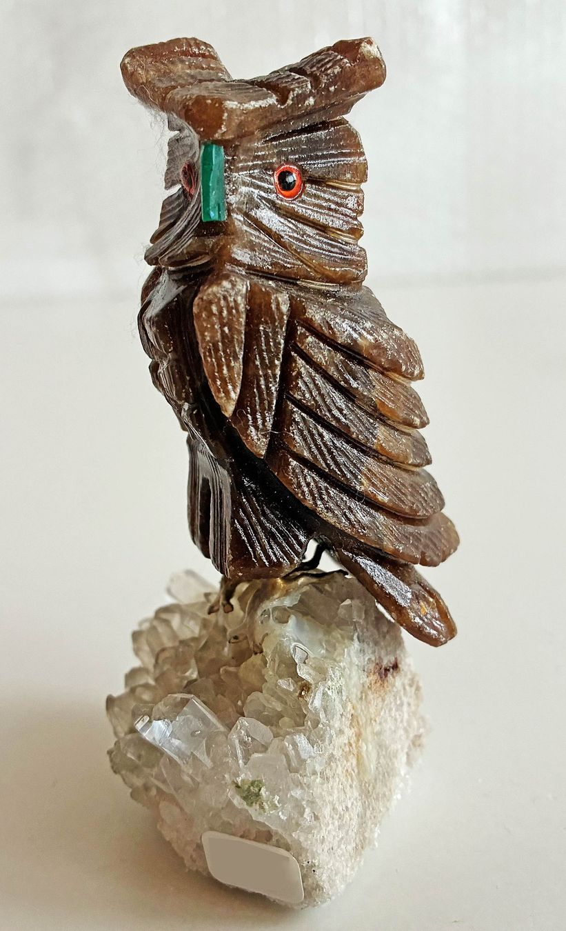 Statuette: Stein Eule auf Kristall – Usato da Bäretswil venduto da robsonantik 4