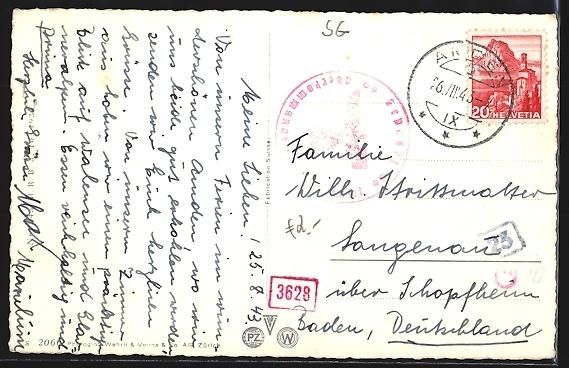 Ansichtskarten: AK Amden, Panorama mit Mattstock, 1943 – Gebraucht aus Berlin von bartko-reher 1