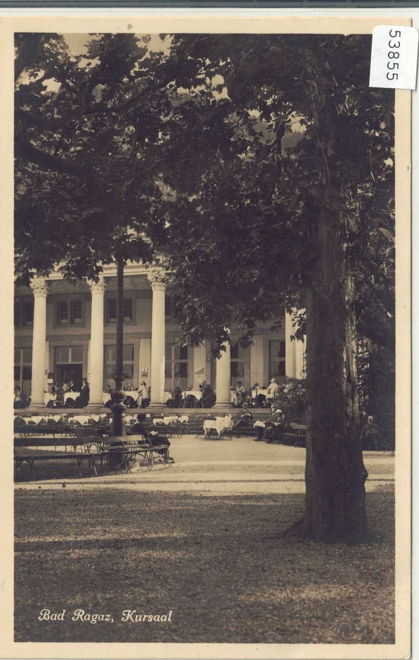 Cartoline postali: Bad Ragaz - Kursaal - animee – Usato da Ettingen venduto da Kartenplanet