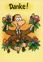 💐 Lustige Grusskarte "Danke!" mit Blumen - Neuwertig💐