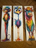 3x Lesezeichen-Buchzeichen-Tiere-Popart-Spass-Fund-Coolness