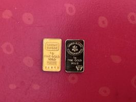 2 x 1 gr. Goldbarren 