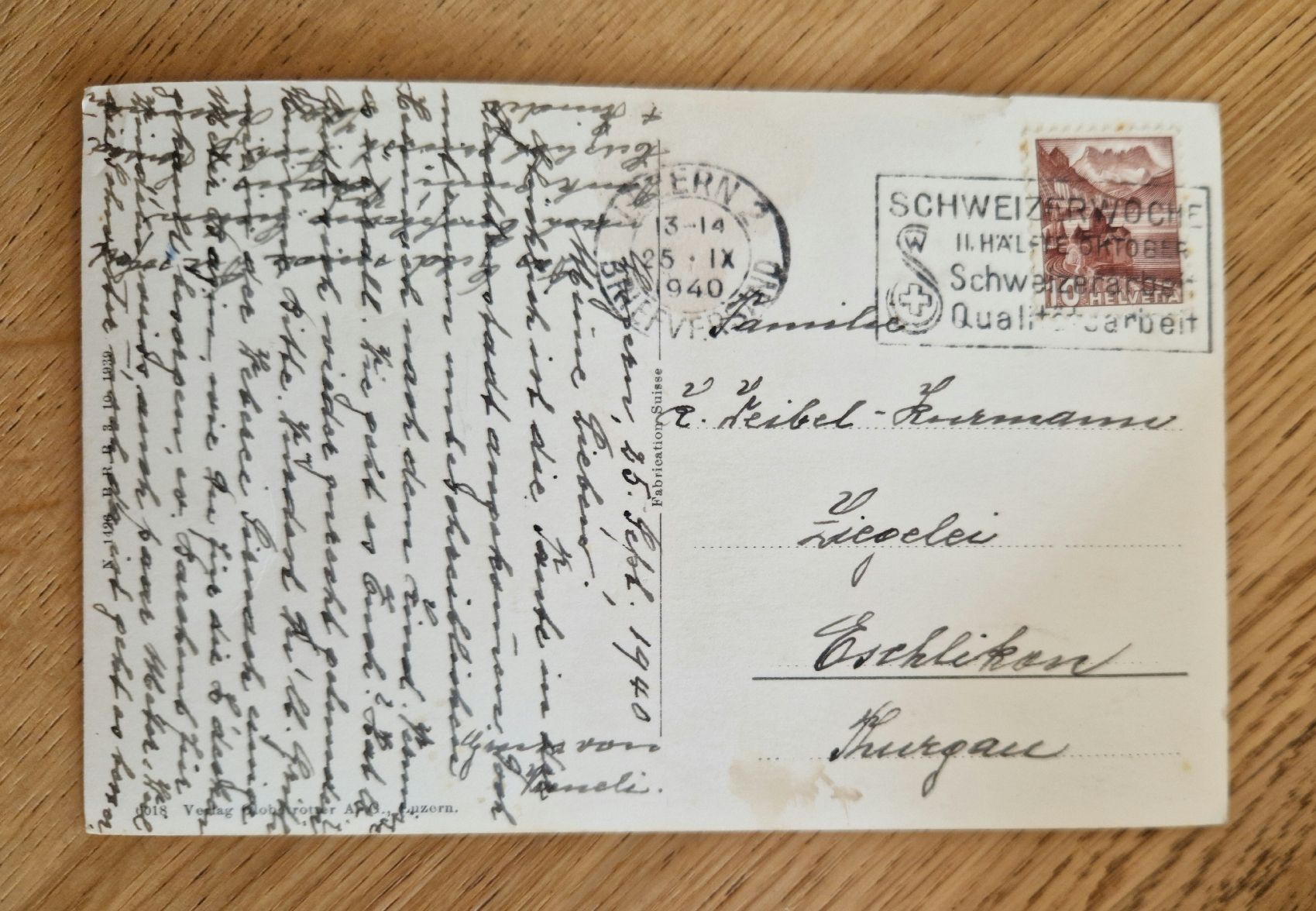 Cartoline postali: Luzern, Dampfschiff, Sonderstempel, 1940 – Usato da Ebikon venduto da Donar50 2