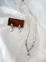 Top Glanz Süsswasserperlen Kette mit Ohrringe