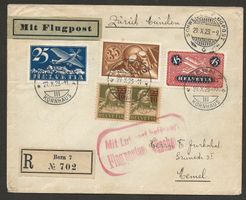 Flugpost  Schweiz 1923 Zürich München Memel ab Bern Luftpost