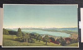 Plakat Zürichsee mit Dampfschiff Litho um 1939