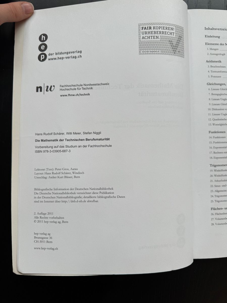 Bücher: Mathematik der Technischen Berufsmaturität – Schärer/Meier/N – Gebraucht aus Kilchberg ZH von Centipaide 2