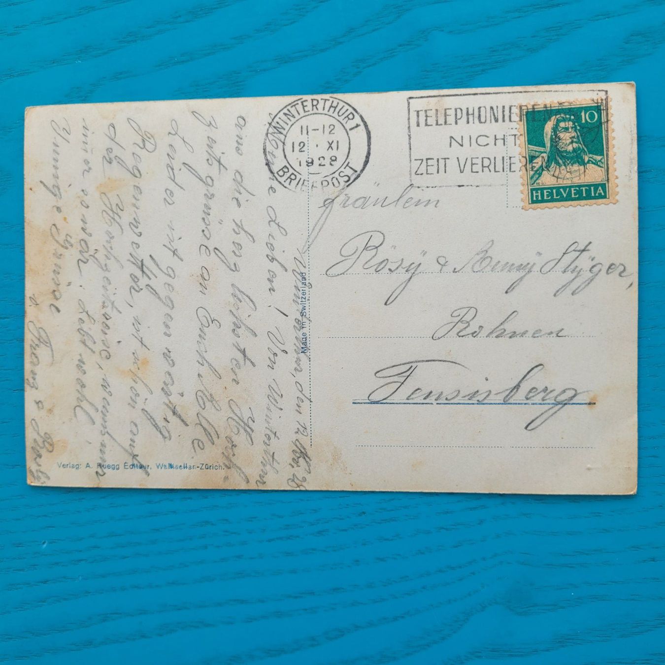 Cartes postales: Winterthur  1928 – D'occasion à SCHÜBELBACH par CoKaHa 1