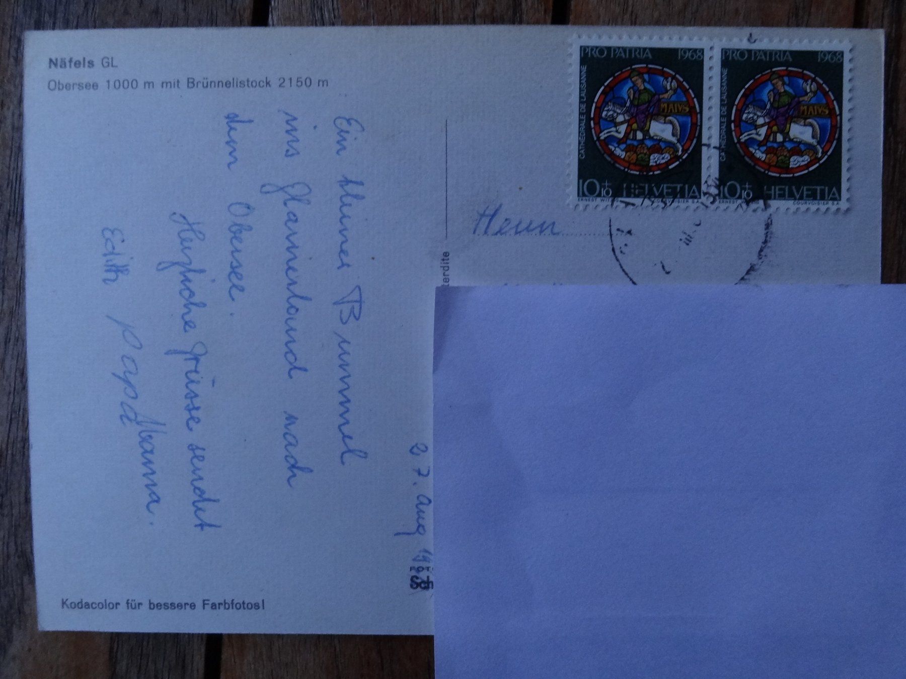 Cartoline postali: Obersee - Näfels - GL 1968 – Usato da St Léonard venduto da Riglin 1