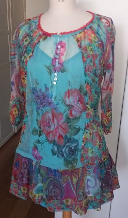 wunderschöne Derhy Tunika Gr. L Boho Shabby Farbig