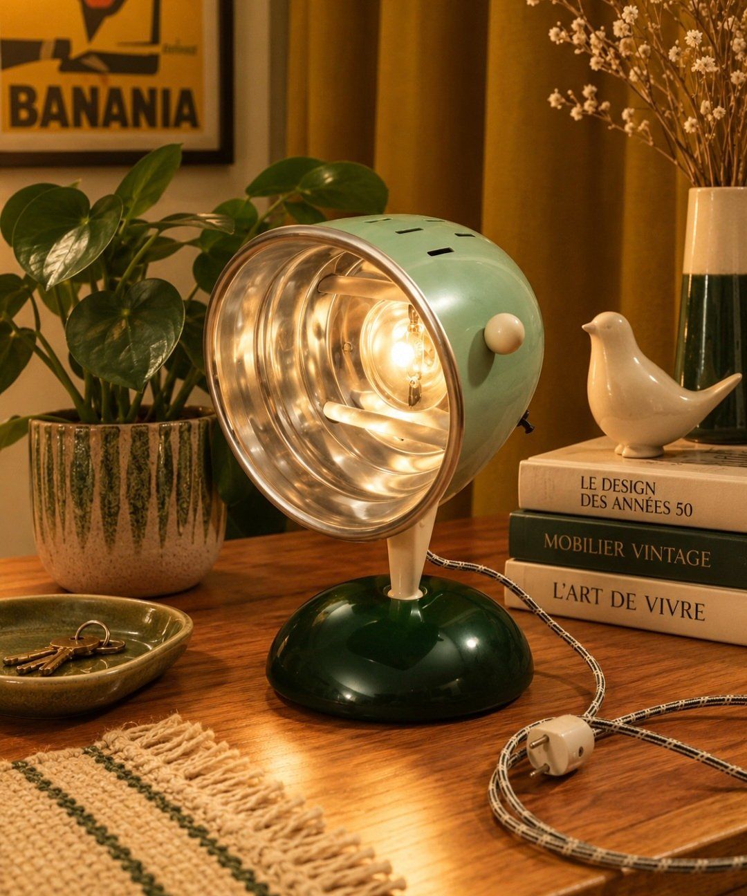 Lampade: Lampe soleil Solis vintage en métal vert – Usato da jussy venduto da Mapetitebroc