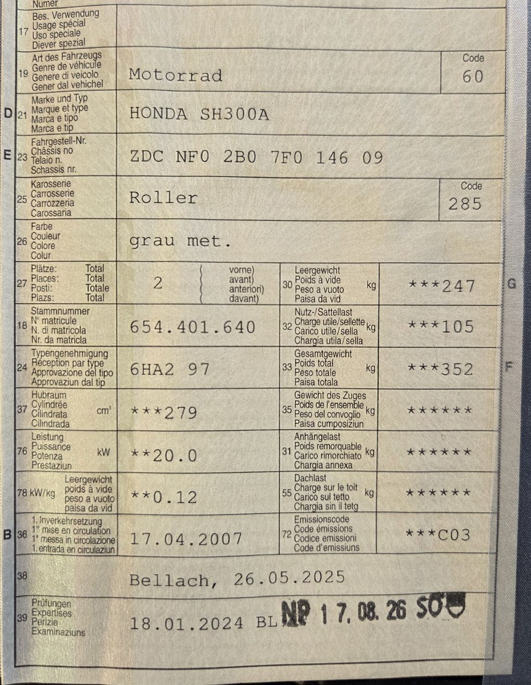 Honda Scooter: Honda SH 300 ABS ab MFK  – Usato da Matzendorf venduto da oepfel87 5