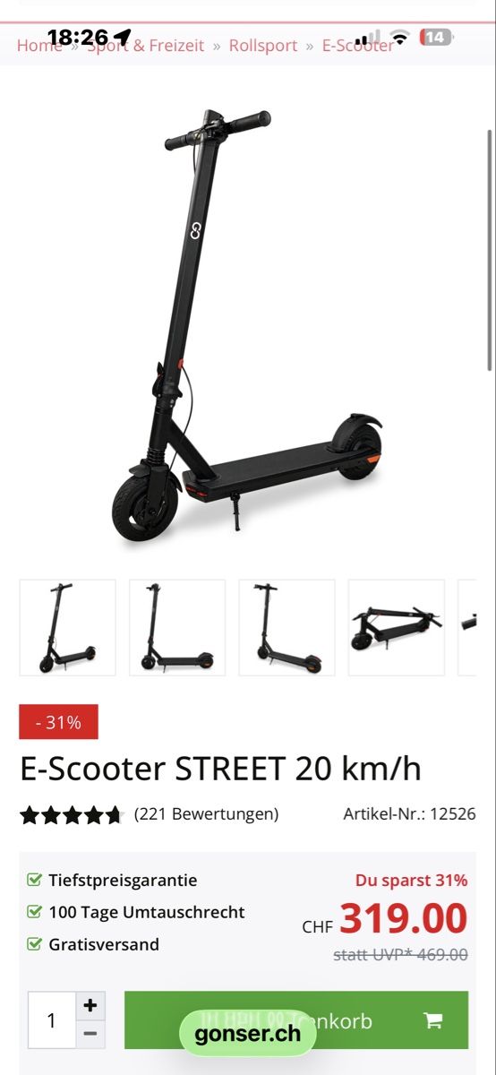 Veicoli elettrici: E-Scooter STREET 20 km/h schwarz  – Difettoso da Waldkirch venduto da jan_jr2x 2