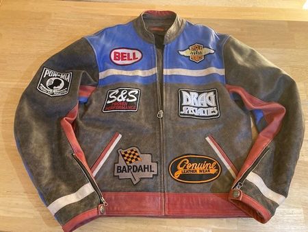 Biker Drag Racing Top Vintage Style Lederjacke XL