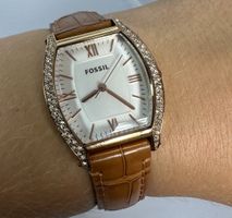 Fossil Damenuhr Strass Leder – neue Batterie – 31 mm