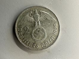 2 Deutsche Reichsmark Silber 1939 Paul von Hindenburg