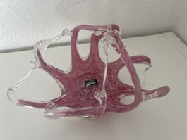 Glas Schale Murano rosa weiss  handgemacht guter Zustand