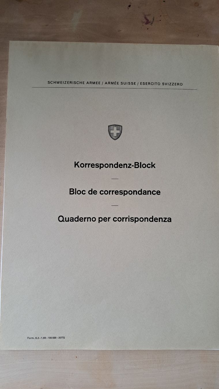 Papiere: Schweizer Armee Korrespondenz-Block, von 1969 – Gebraucht aus Zürich von chusel