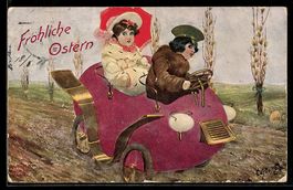 Künstler-AK Osterautomobil, 1908