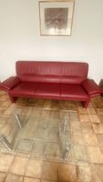 Horst Möbel - Ledersofa in Weinrot -3 Sitzplätze