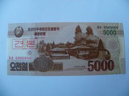 Nordkorea Banknote 5000 Won 2013, Muster Exemplar, Unc