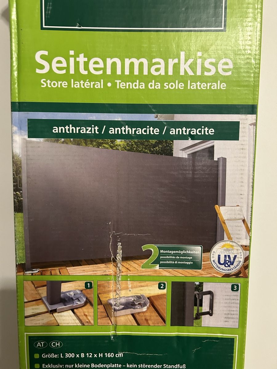 Tende da sole: Seitenmarkise 300 x 160 – Nuovo e nell'imballaggio originale da Grellingen venduto da schwinger82