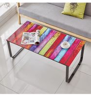 + Regenbogen Glas 100x50x42cm Couchtisch Beistelltisch Metal