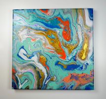 Acryl-Flüssigmalerei, quadratisch