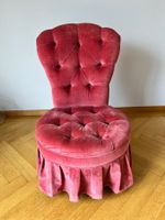 Antik Rosa Baumwolle Samt Stuhl