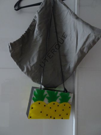Clutch / Umhängetasche Ananas, viereckig  (Uterqüe)