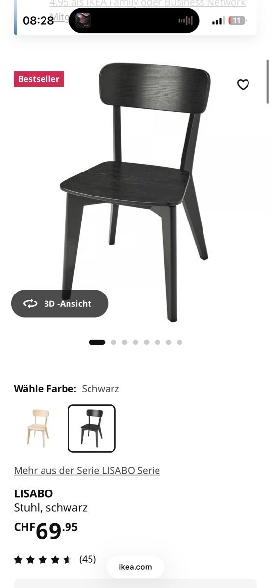 Ikea Sedie: 4 x Stuhl IKEA Lisabo schwarz – Nuovo (secondo la descrizione) da Zürich venduto da lou_8j9v 1