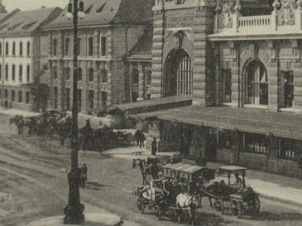 Cartoline postali: Basel , Bundesbahnhof , Pferdekutschen  1913 – Usato da Grenchen venduto da Bluemchen1900