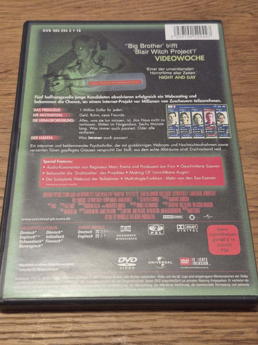 Tutti i DVDs: Unsichtbare Augen - Horror (DVD) – Usato da Oberembrach venduto da giu_7ksd 1
