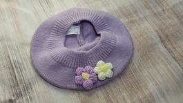 👣 Süsses Strick-Barett mit Häkel-Blumen