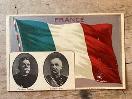 Relief- Karte mit Tricolore und Generälen, Weltkrieg, France