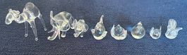 8 kleine Tier-Glasfiguren
