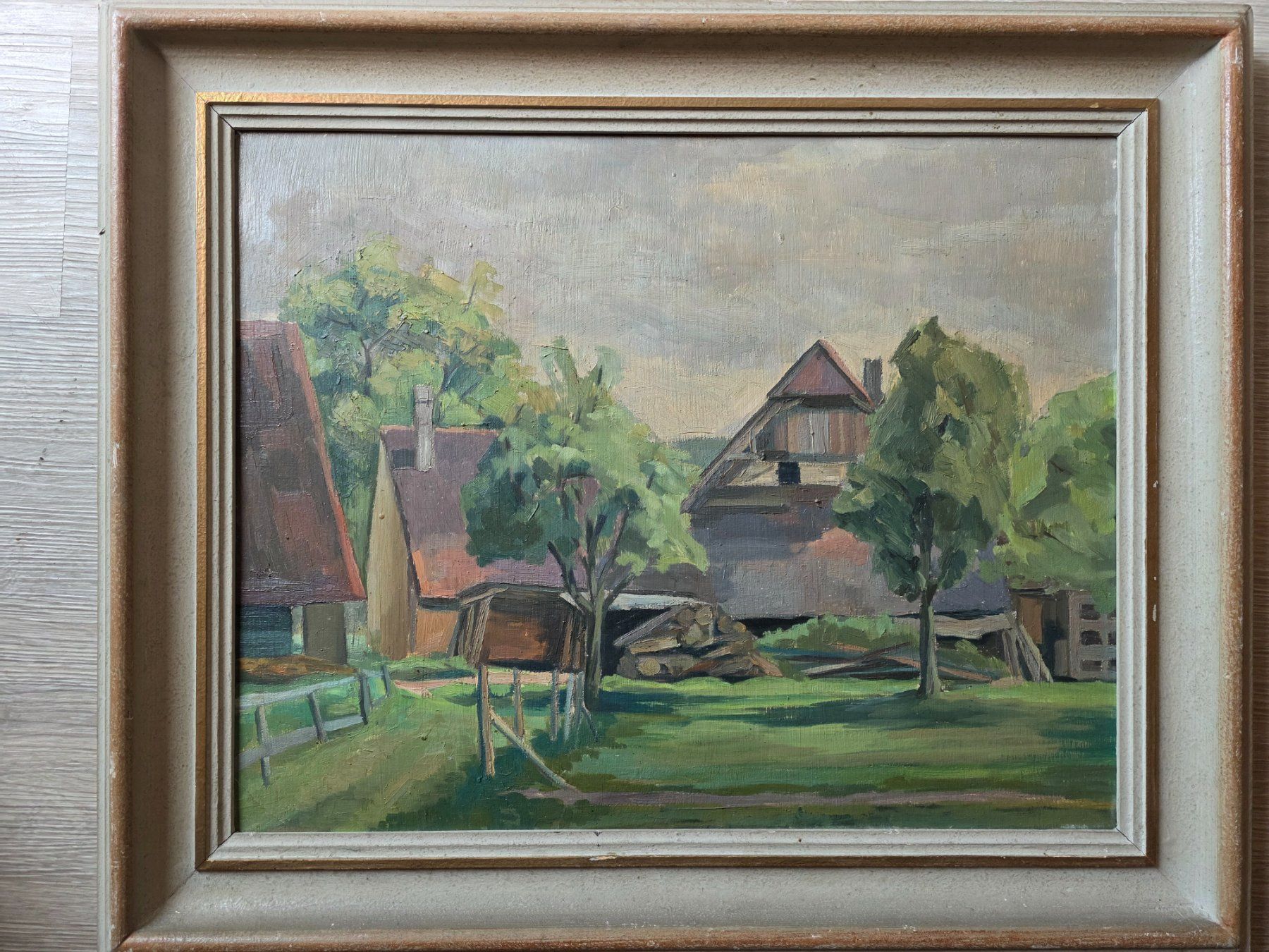 Dipinti: antikes Gemälde Bild Landschaft Bauernhof – Usato da Walterswil BE venduto da Lonitti
