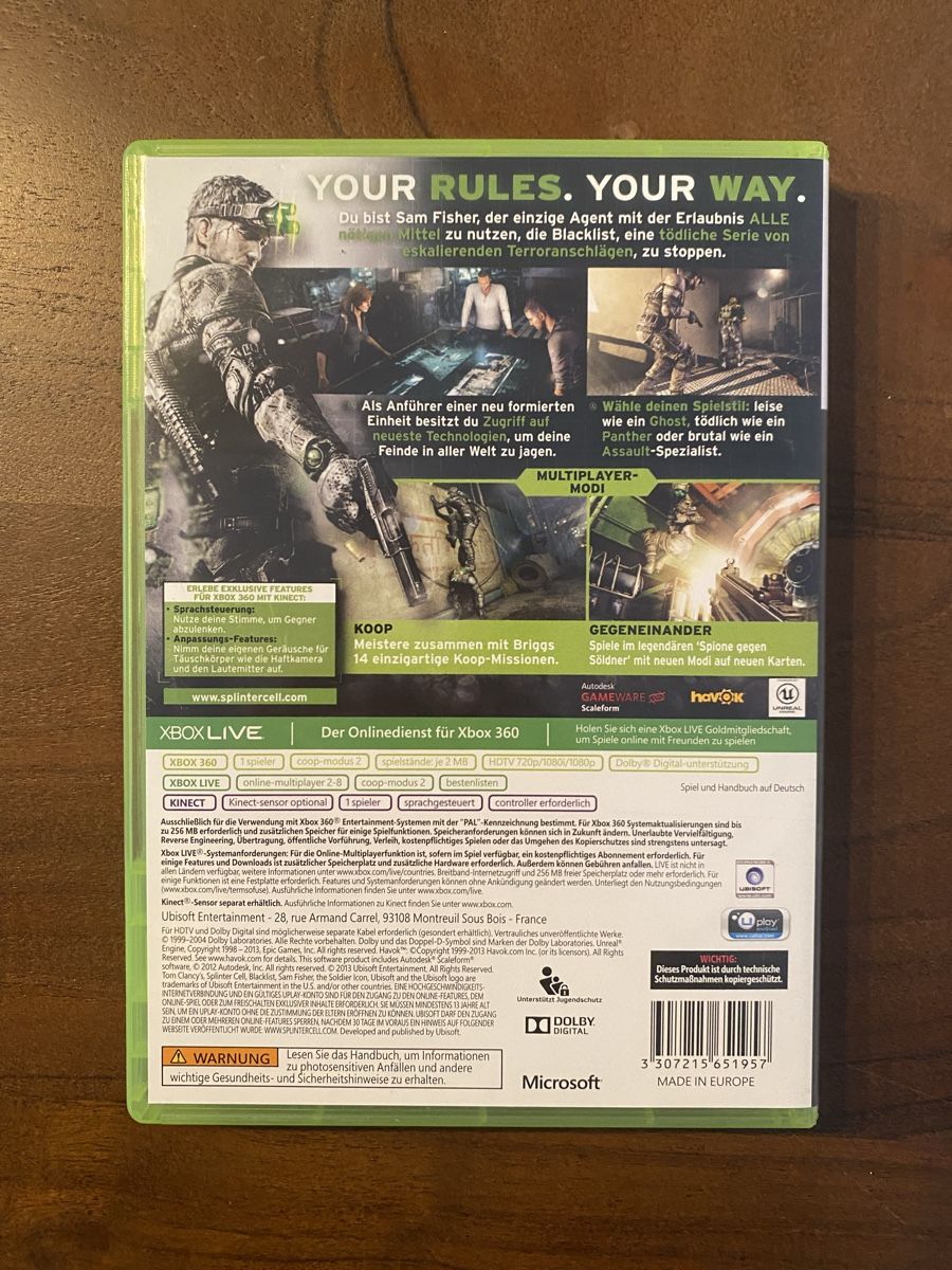Microsoft Giochi: Tom Clancy's Splinter Cell Blacklist für Xbox 360 – Usato da Thunstetten venduto da Virus_33 2