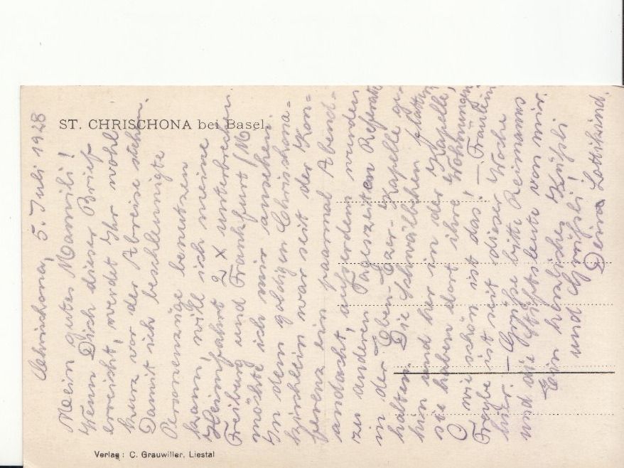 Cartoline postali: St. Chrischona 1928 – Usato da Bürglen TG venduto da StampGraf 1