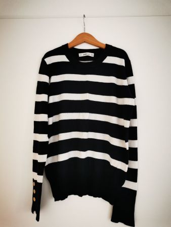 Pullover Zara gestreift navy-blau weiss Grösse S gebraucht