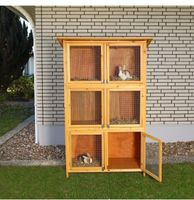 Hasenstall Kaninchenstall Freigehege Hasenkäfig 6 Boxen Holz