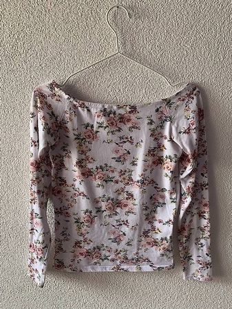 Blumen Oberteil Weiss Rosa
