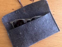 Handmade Wollfilz-Brillenetui Anthrazit – Braun