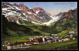 AK Engelberg, Ortsansicht gegen den Juchlipass mit Hutstock 