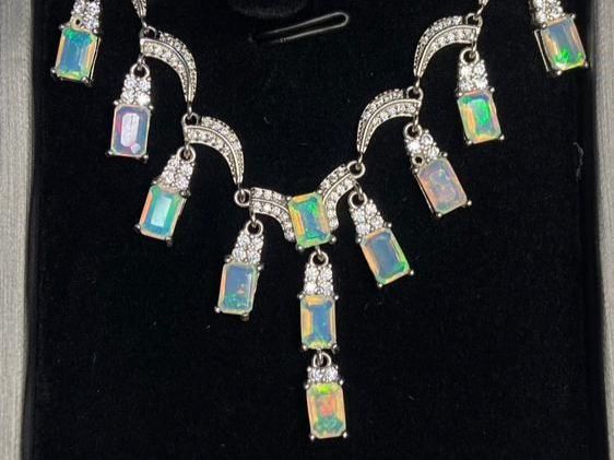 Catenine: Smaragtschliff Opal-Kette, Silber 925, NEU – Nuovo (secondo la descrizione) da St. Gallen venduto da GIULESGG