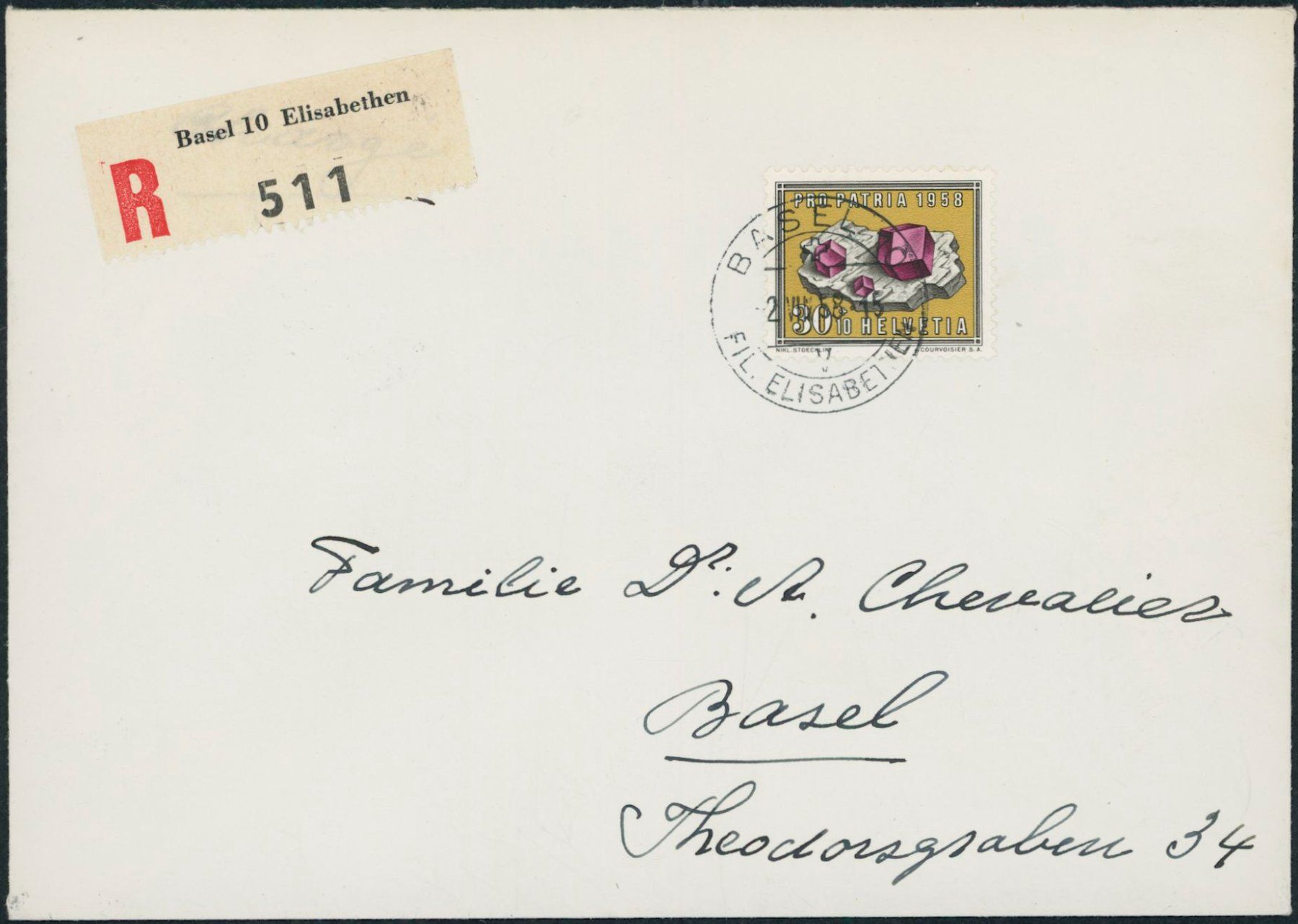 Alle Briefmarken: 1958 - Pro Patria - Brief - EF – Gebraucht aus Schindellegi von leecollect