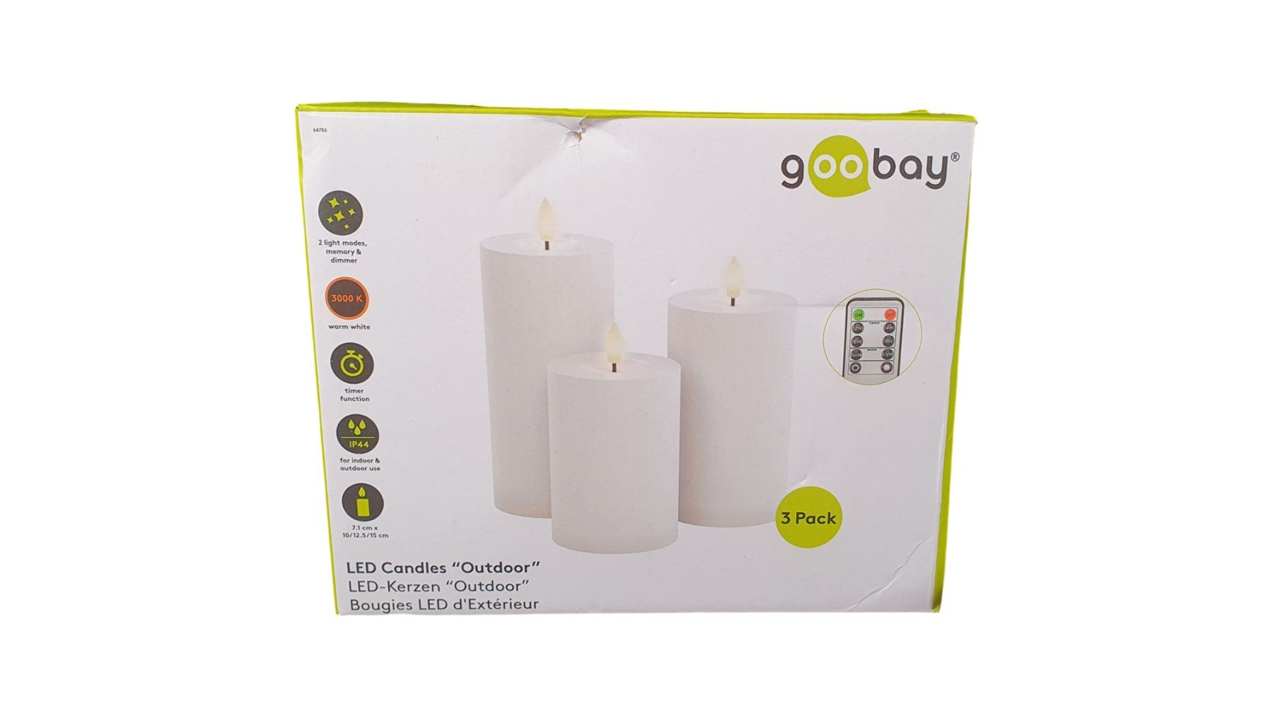 Candele: GOOBAY LED-Kerzen Outdoor 3er-Pack – Nuovo e nell'imballaggio originale da Wangen b. Olten venduto da Restwert_Wangen 3