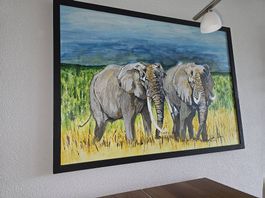  Grosses Elefanten-Gemälde  handgemaltes Unikat 